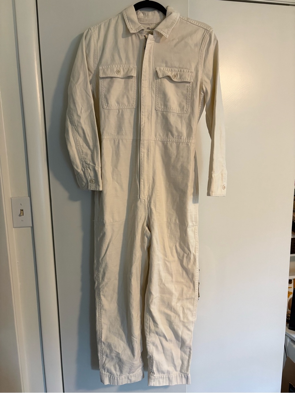 Cream Workwear Jumpsuit - Zip front Utility Coverall
